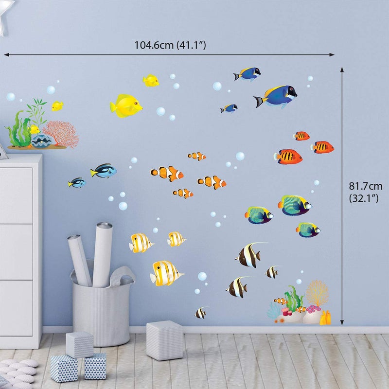DECOWALL DS-8035 Coral Reef Fish Kids Wall Stickers Wall Decals Peel and Stick Removable Wall Stickers for Kids Nursery Bedroom Living Room (Small) d?cor - Image 3